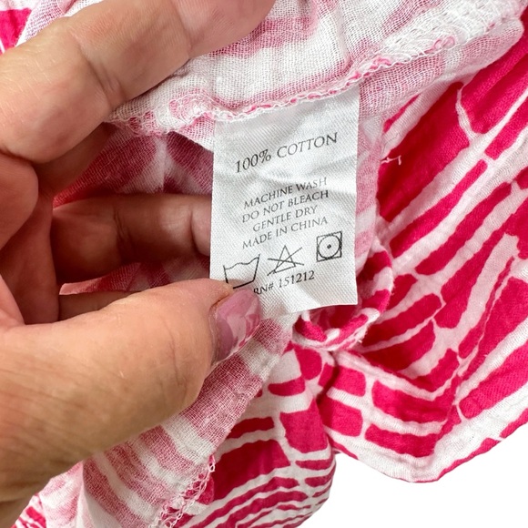 Michelle McDowell Gauze Babydoll Dress Pink White Geometric Print Crochet Lace - Picture 8 of 11